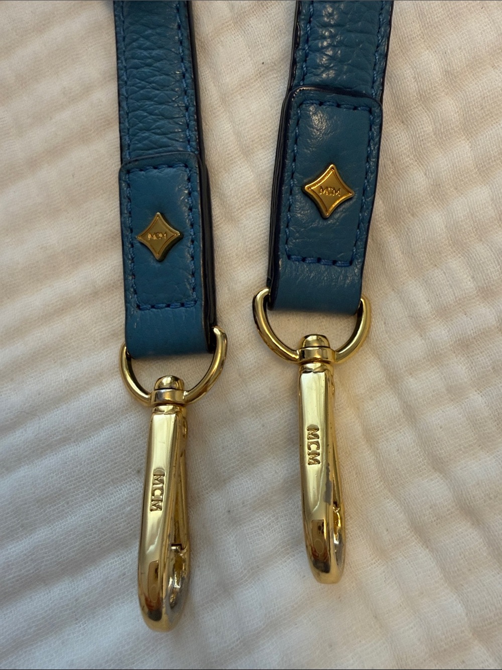 MCM Light Blue Leather First Lady Top Handle Bag - Picture 8 of 14